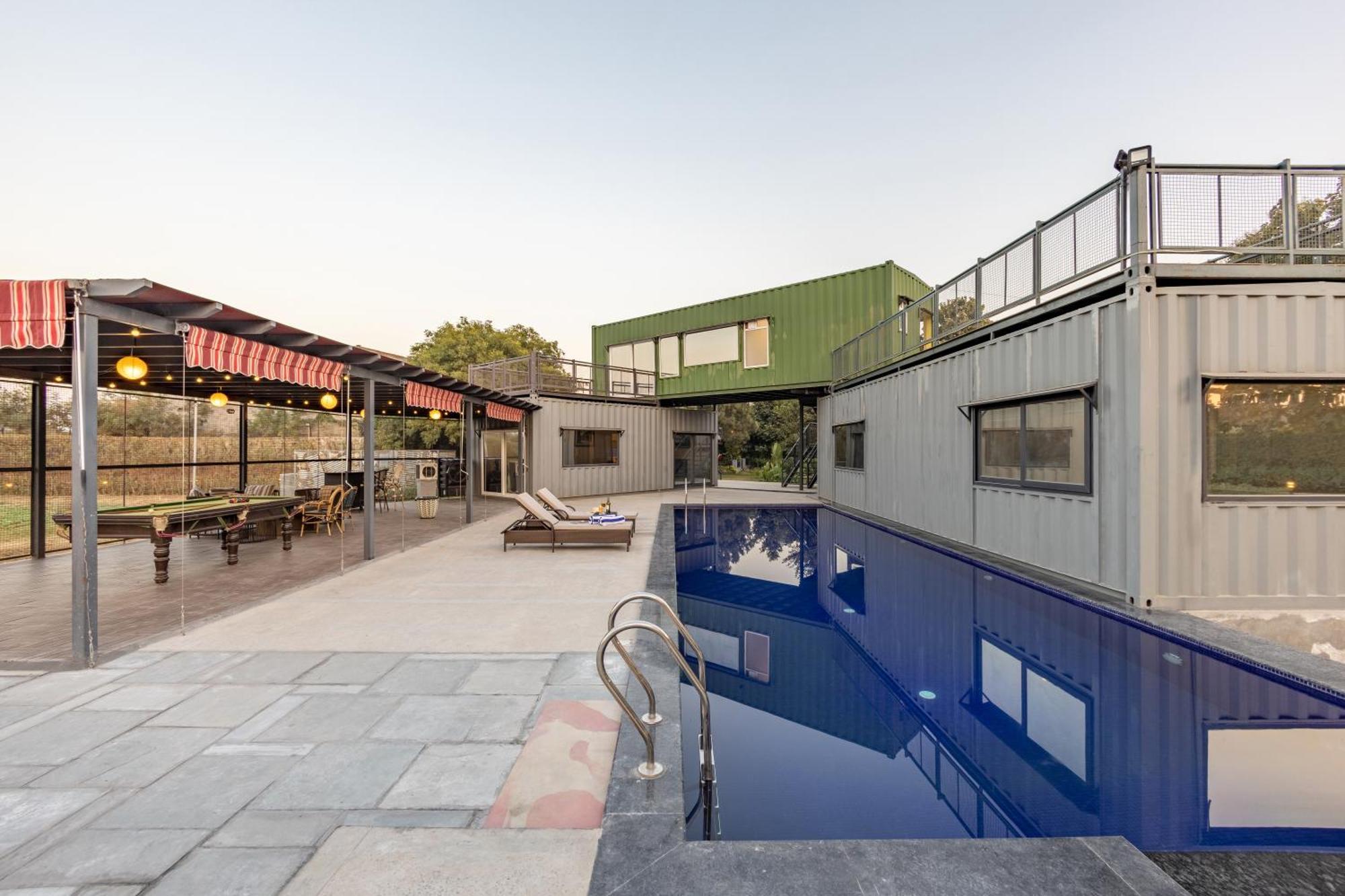 DhaujElivaas Hidden Oasis 4Bhk With Pool, Mud House & Container House别墅 外观 照片