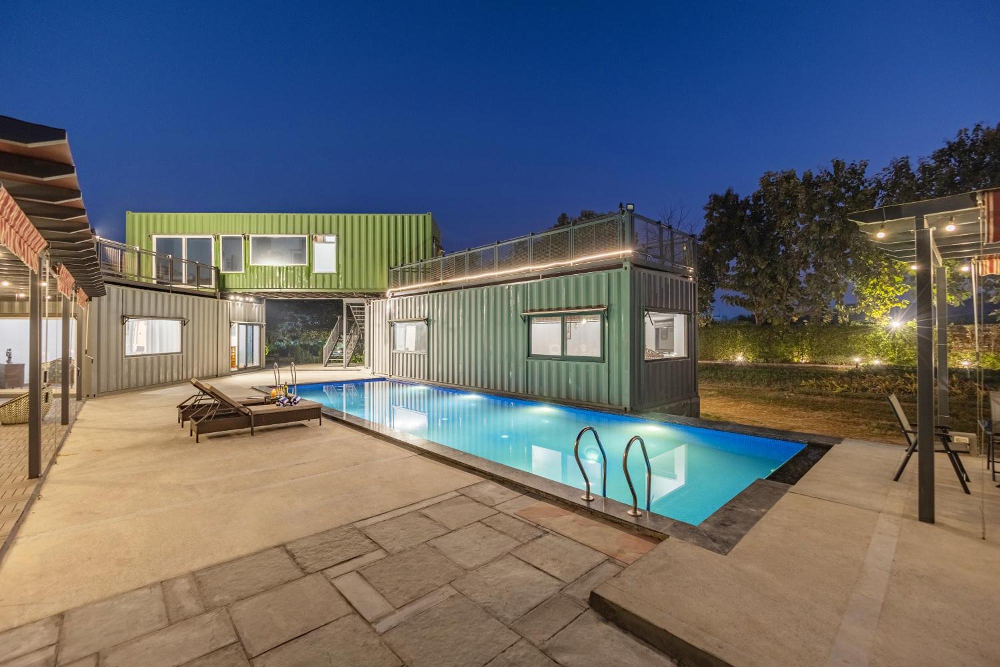 DhaujElivaas Hidden Oasis 4Bhk With Pool, Mud House & Container House别墅 外观 照片
