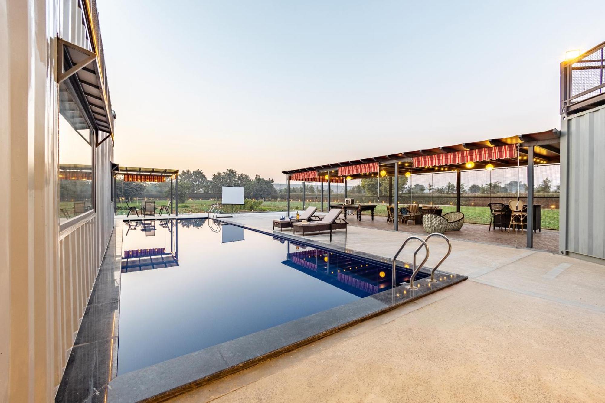 DhaujElivaas Hidden Oasis 4Bhk With Pool, Mud House & Container House别墅 外观 照片
